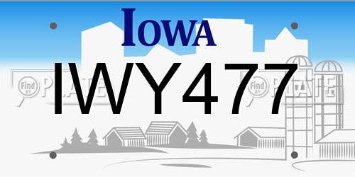 IWY477 Iowa License Plate