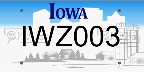 IWZ003 Iowa License Plate