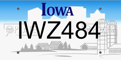 IWZ484 Iowa License Plate