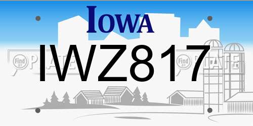IWZ817 Iowa License Plate