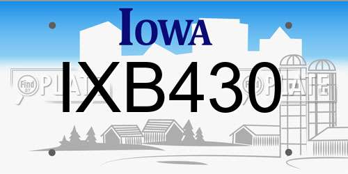 IXB430 Iowa License Plate