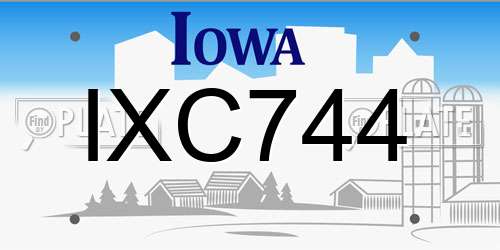 IXC744 Iowa License Plate