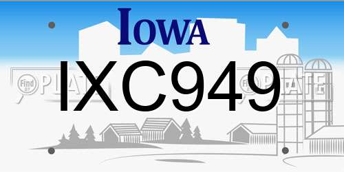 IXC949 Iowa License Plate