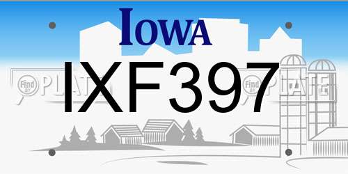 IXF397 Iowa License Plate