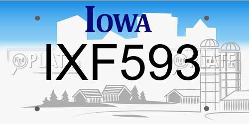 IXF593 Iowa License Plate