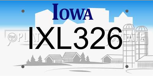 IXL326 Iowa License Plate