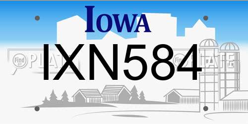 IXN584 Iowa License Plate