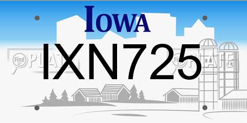 IXN725 Iowa License Plate