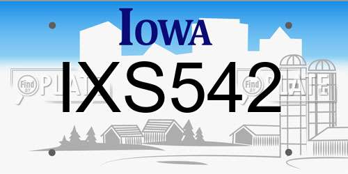 IXS542 Iowa License Plate