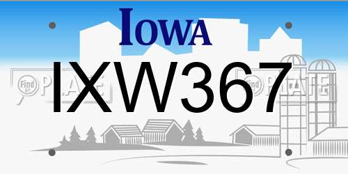 IXW367 Iowa License Plate