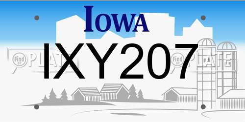 IXY207 Iowa License Plate