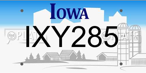 IXY285 Iowa License Plate