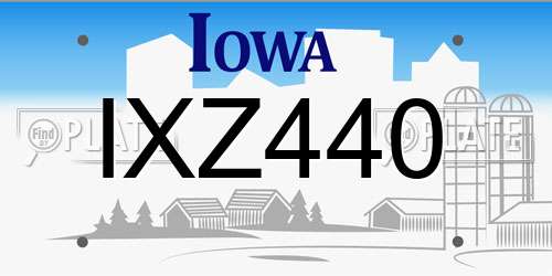 IXZ440 Iowa License Plate