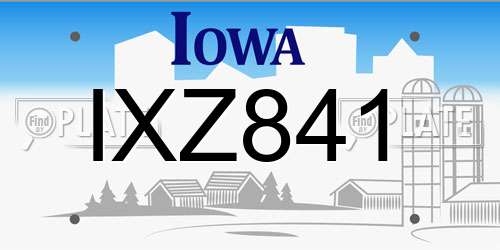 IXZ841 Iowa License Plate