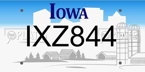IXZ844 Iowa License Plate