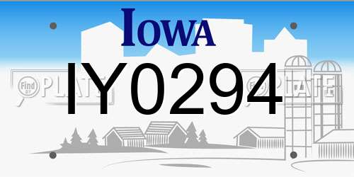 IY0294 Iowa License Plate