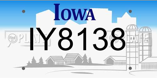 IY8138 Iowa License Plate