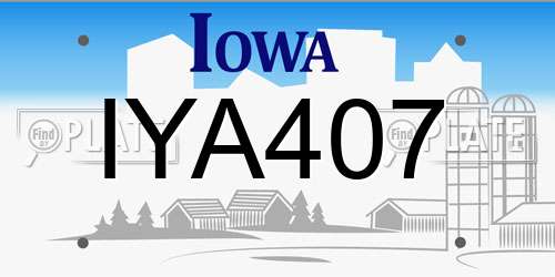 IYA407 Iowa License Plate