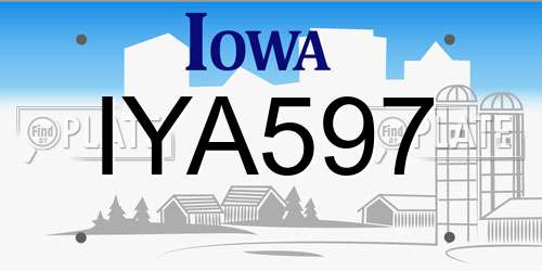 IYA597 Iowa License Plate