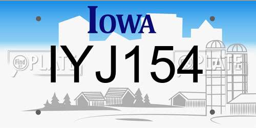 IYJ154 Iowa License Plate
