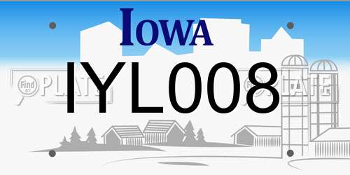 IYL008 Iowa License Plate
