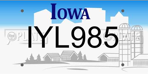 IYL985 Iowa License Plate