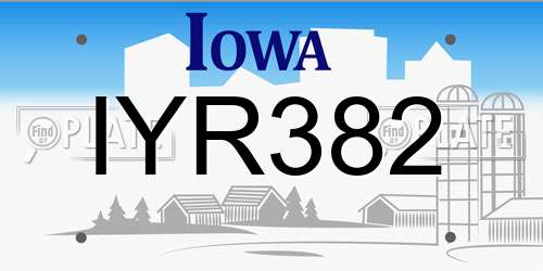 IYR382 Iowa License Plate