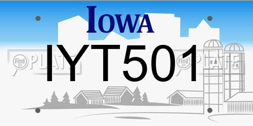 IYT501 Iowa License Plate