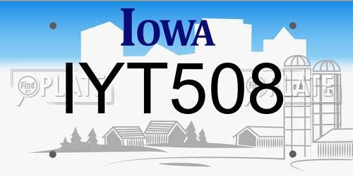 IYT508 Iowa License Plate
