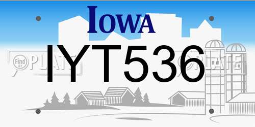 IYT536 Iowa License Plate