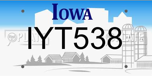 IYT538 Iowa License Plate