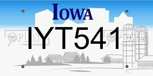IYT541 Iowa License Plate