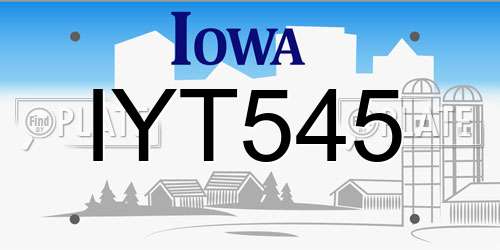 IYT545 Iowa License Plate