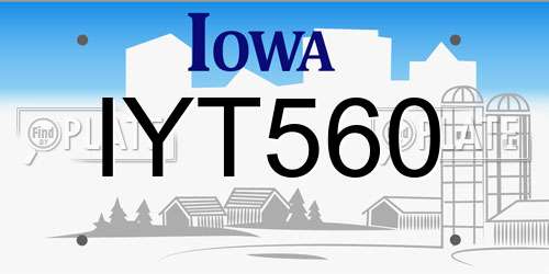 IYT560 Iowa License Plate