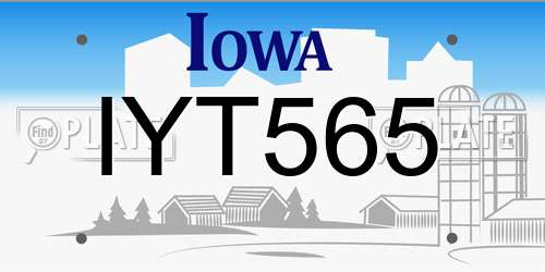 IYT565 Iowa License Plate