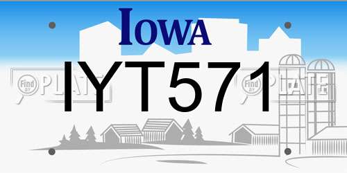 IYT571 Iowa License Plate