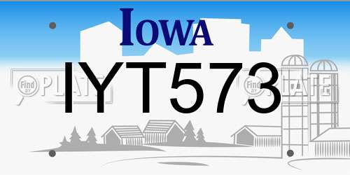 IYT573 Iowa License Plate