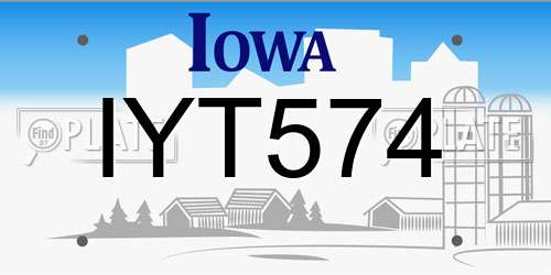 IYT574 Iowa License Plate