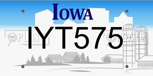 IYT575 Iowa License Plate