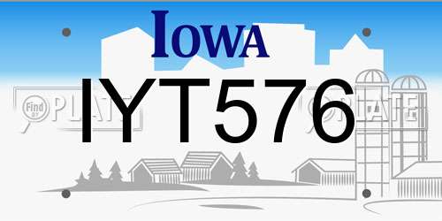 IYT576 Iowa License Plate