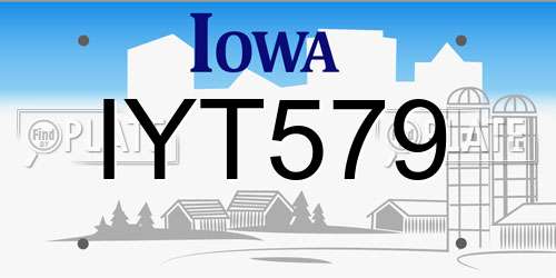 IYT579 Iowa License Plate