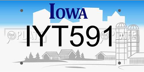 IYT591 Iowa License Plate