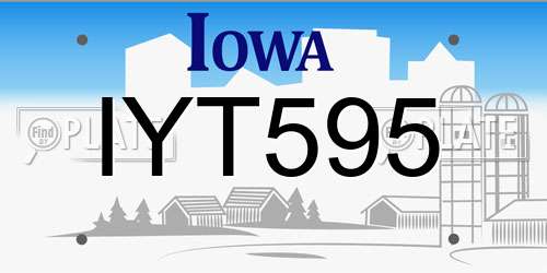 IYT595 Iowa License Plate
