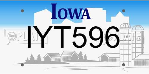 IYT596 Iowa License Plate