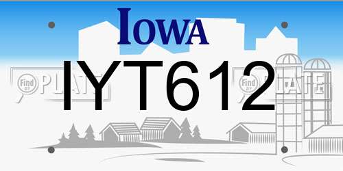 IYT612 Iowa License Plate
