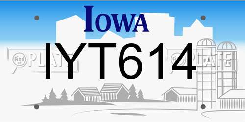 IYT614 Iowa License Plate