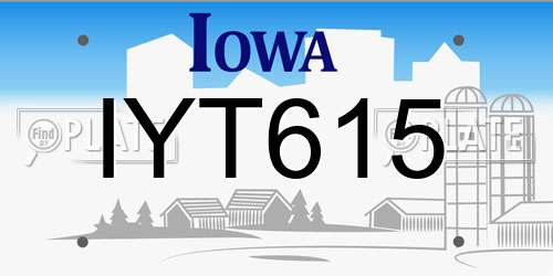 IYT615 Iowa License Plate