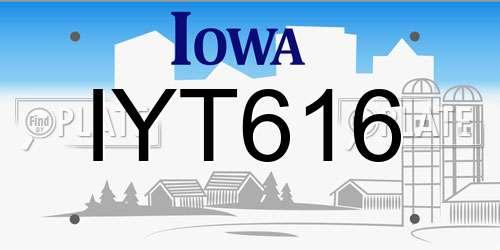 IYT616 Iowa License Plate