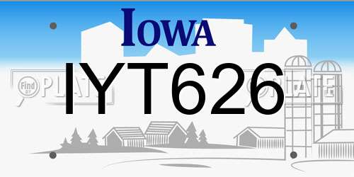 IYT626 Iowa License Plate