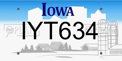 IYT634 Iowa License Plate